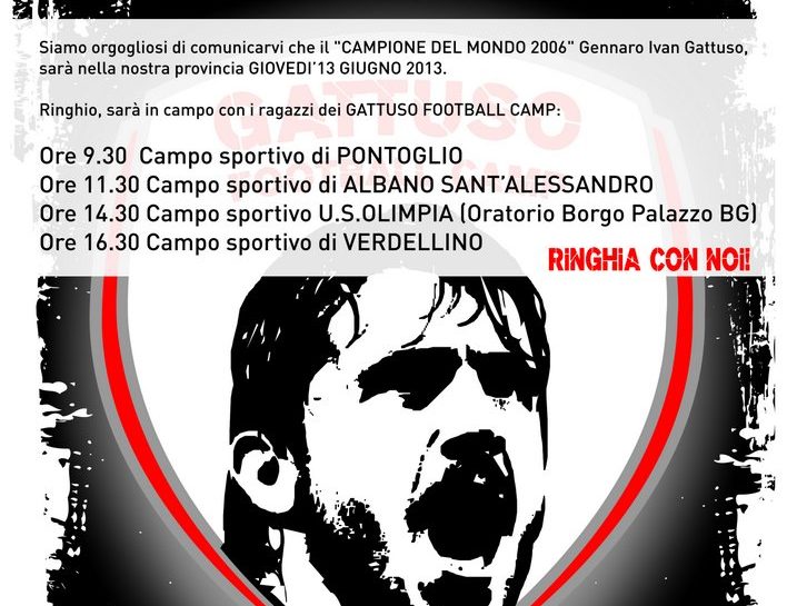 Presentazione Football Camp, giovedì Gattuso a Stezzano