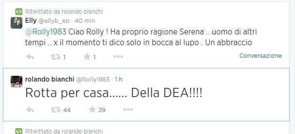 Atalanta, Bianchi auto-annuncia su Twitter il suo arrivo