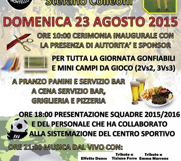 Montello, il 23 agosto l’inaugurazione del centro sportivo “Stefano Colleoni”