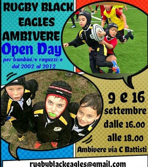 Rugby, a settembre doppio appuntamento con gli open day dei Black Eagles di Ambivere