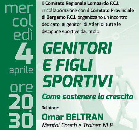 “Genitori e figli sportivi: come sostenere la crescita”. Omar Beltran in cattedra il 4 aprile con la FCI Bergamo