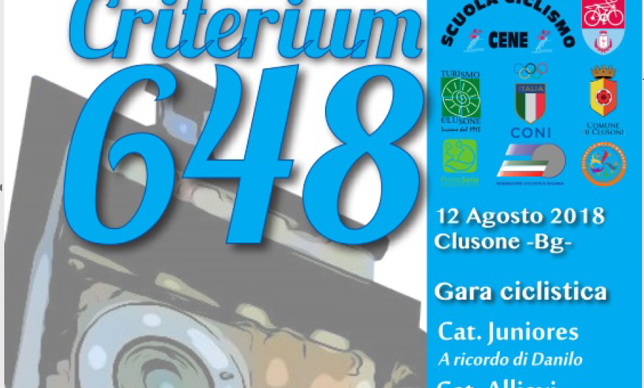 Criterium 648: domenica 12 agosto torna il ciclismo a Clusone. Organizza la Scuola Ciclismo Cene