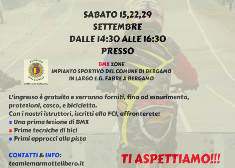 Team Le Marmotte: per tre sabati Open Day MTB e BMX a Bergamo