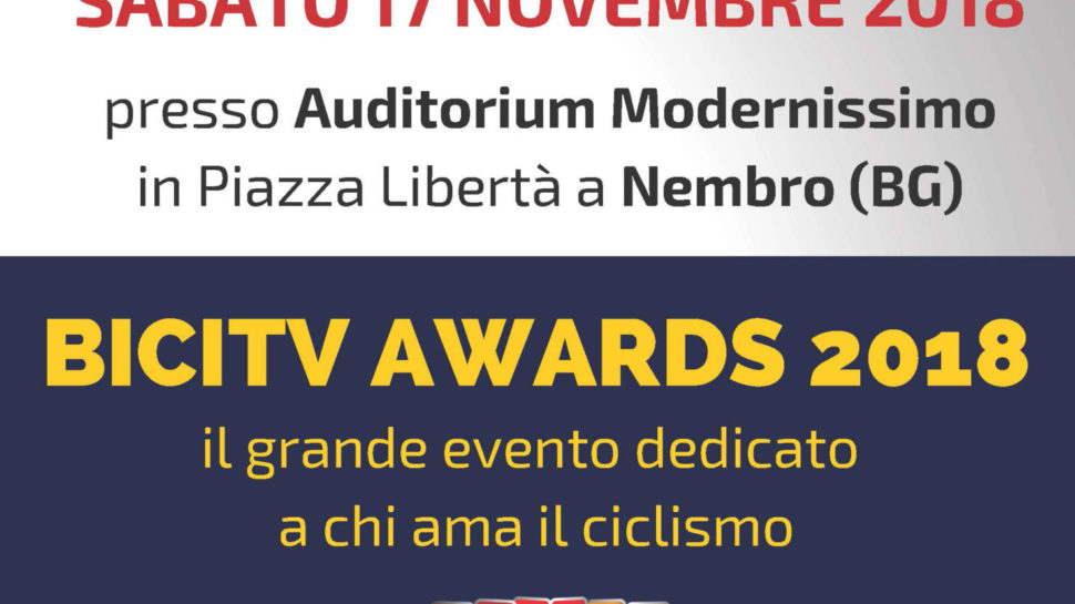 BICITV Awards 2018: il 17 novembre a Nembro la festa del ciclismo giovanile italiano