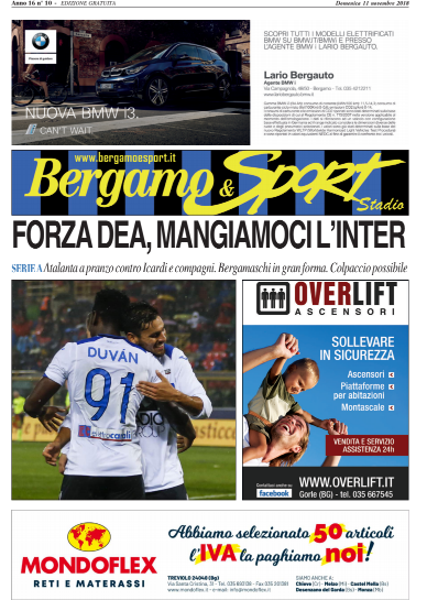 Tutto sul big match tra Atalanta e Inter. Leggete o scaricate qui il Bergamo & Sport Stadio, il nostro giornale distribuito ai cancelli del Comunale