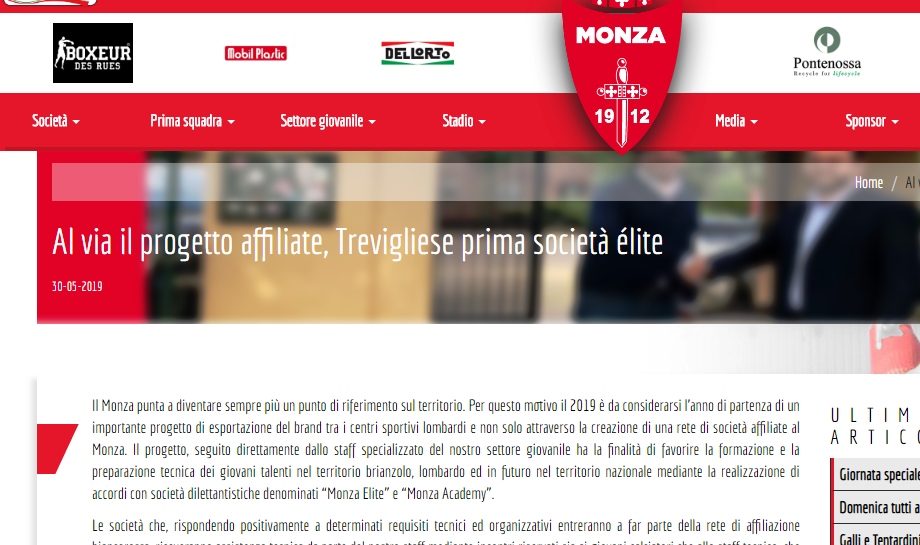 Monza, la Trevigliese entra nel progetto di collaborazione Elite
