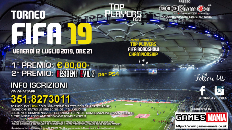 Il 12 luglio a Curno mega torneo di FIFA 19 su PS4