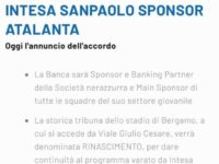 Intesa San Paolo diventa sponsor dell’Atalanta