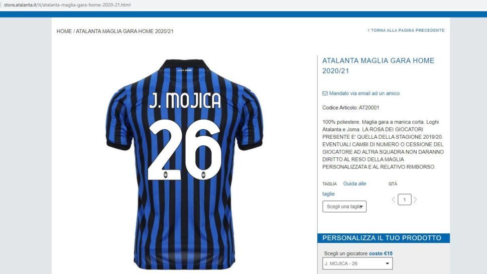 Mistero Mojica (poi ufficializzato): maglia già in vendita ma subito tolta dallo store