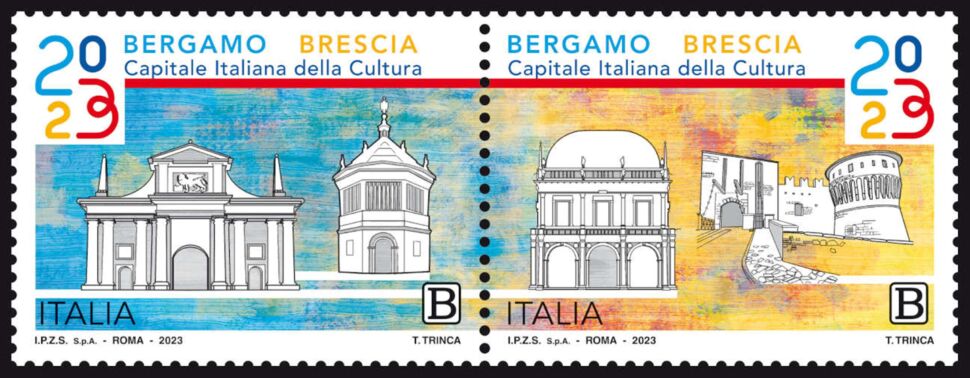 Emessi i francobolli celebrativi per Bergamo Brescia Capitale della Cultura 2023