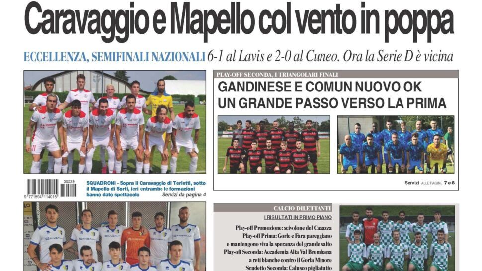 Il nuovo numero di Bg & Sport: in primo piano le imprese di Caravaggio, Mapello, Gandinese e Comun Nuovo