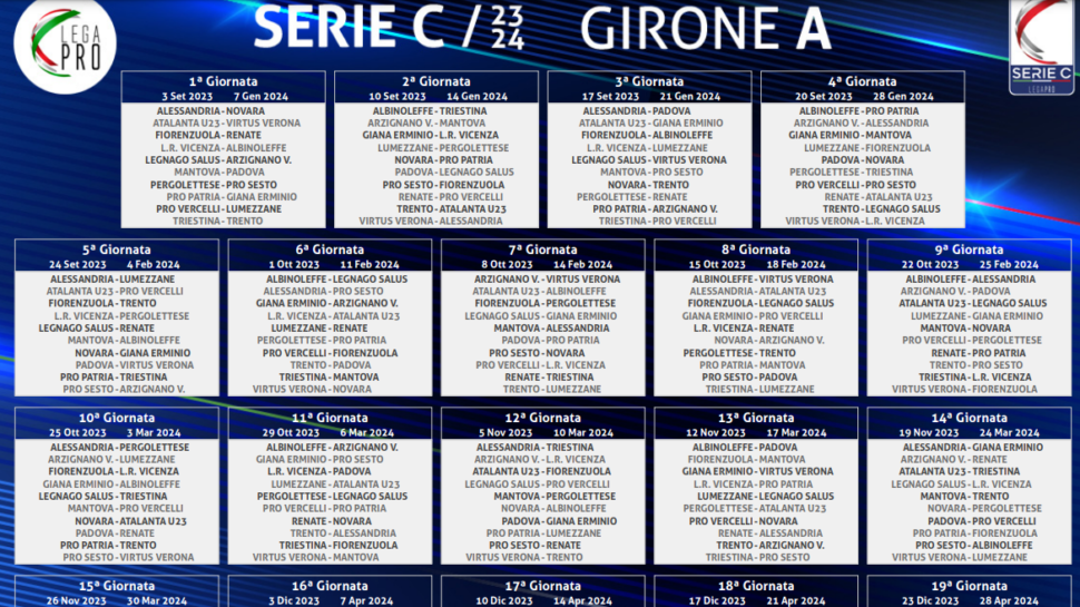 8 ottobre a Caravaggio, 14 febbraio a Zanica: i derby di C tra Atalanta U23 e AlbinoLeffe. I calendari