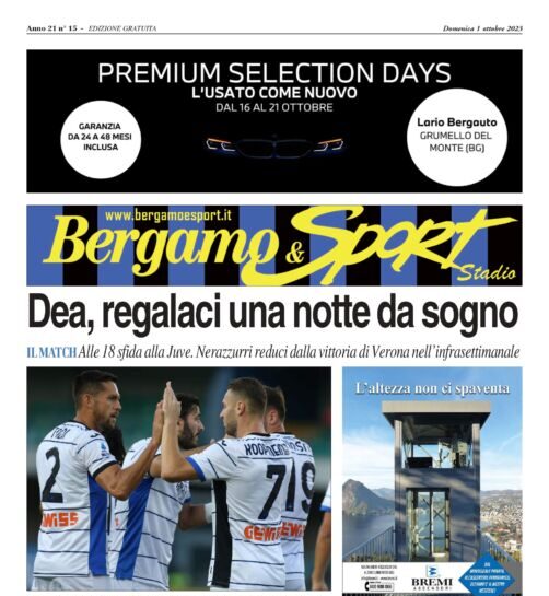 Atalanta-Juventus leggi qua gratuitamente il Bergamo&Sport stadio